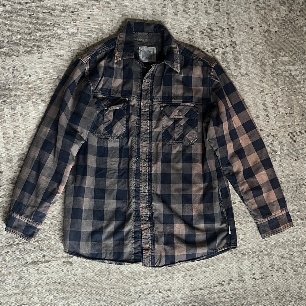 Windriver Men's Casual Plaid Button Down Shirt - Black and Tan